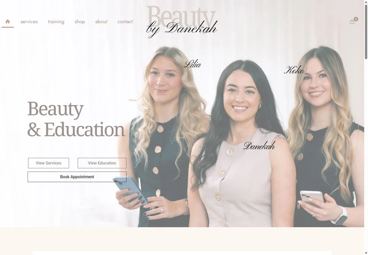 Beauty by Danekah website homepage — Beauty & education project by MyWebDeveloper