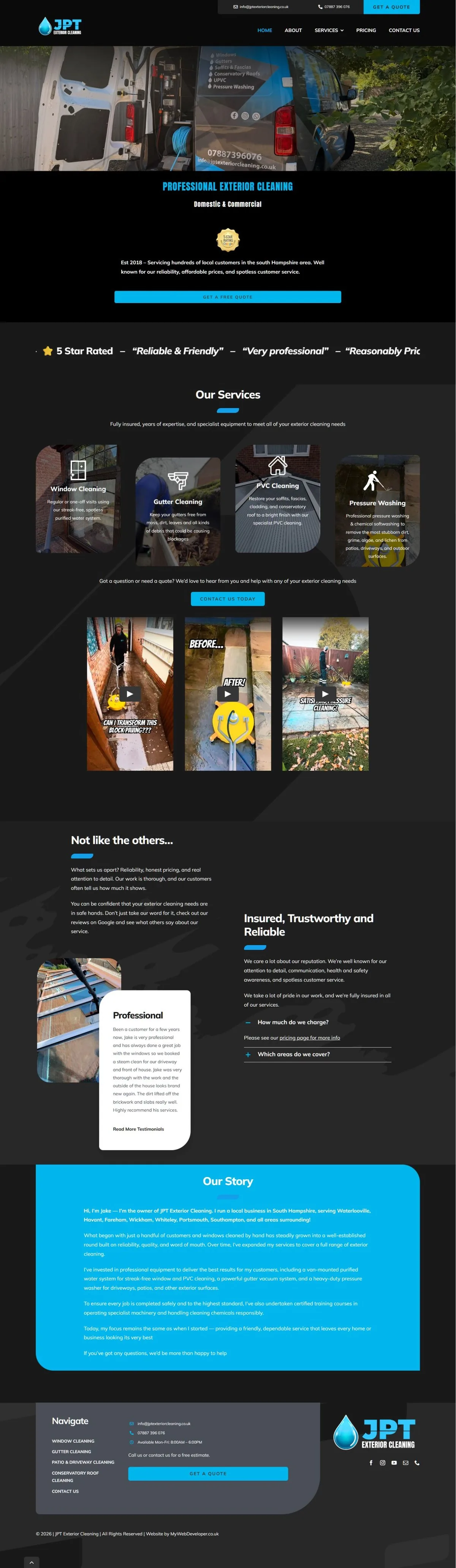 JPT Exterior Cleaning desktop website preview