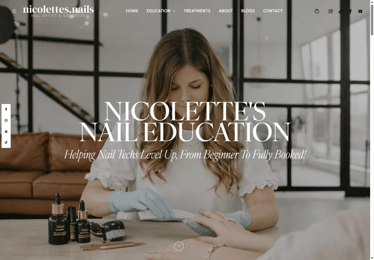 Nicolette’s Nails website homepage — Nail artistry & education project by MyWebDeveloper