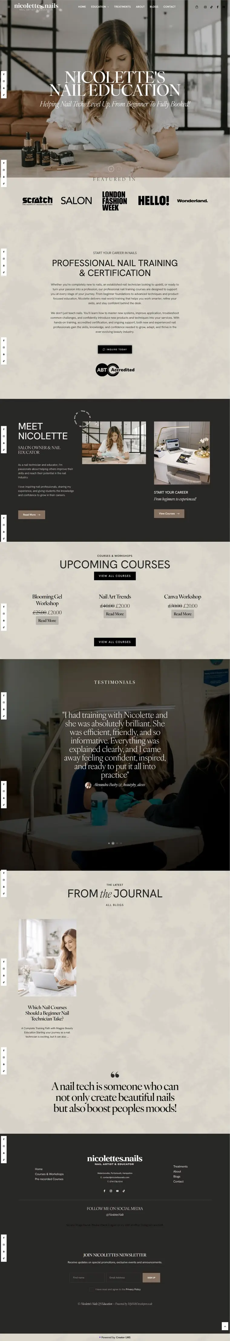 Nicolette’s Nails desktop website preview